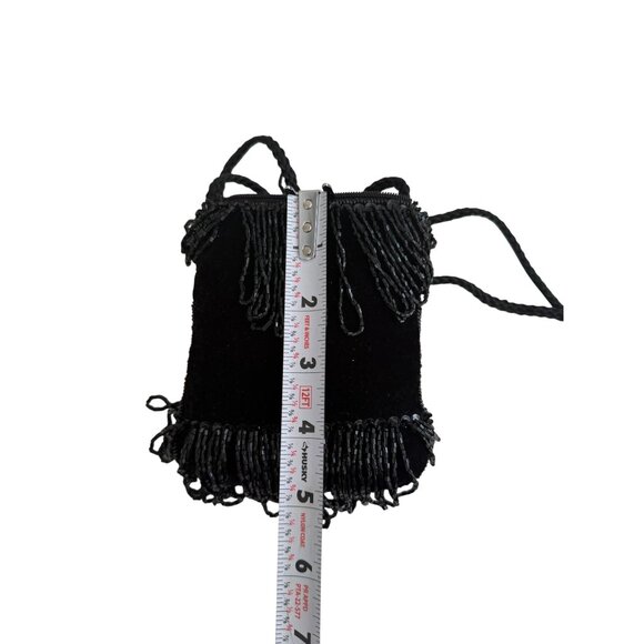 VINTAGE Black Beaded Cocktail Beaded Evening Bag - Picture 5 of 6